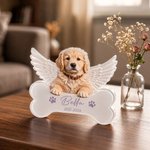 Personalisierte Haustier Gedenktafel mit Foto | mit Namen und Datum | Acryl Gedenkstein mit Engelsflügel | Erinnerung Geschenk für Herrchen Frauchen