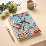 Personalised Chinoiserie Traditional Flower Bird Spiral A5 Notebook with Name and 120 Lined Pages Birthday Anniversary Gift for Women