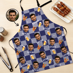 Personalised Funny Face Barbecue Apron with Name and Pocket Birthday Baking Gift for Cooking Lover Barbecue Fan