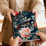Personalised Chinoiserie Traditional Flower Bird Spiral A5 Notebook with Name and 120 Lined Pages Birthday Anniversary Gift for Women