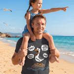 Personalised Funny Cartoon Seagulls Soft T-shirt with Name Father's Day Birthday Gift for Dad Husband