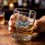 Personalised Old-Fashioned Dad Photo 10 oz Rock Whiskey Glass with Name and Text Father's Day Birthday Gift for Dad Grandad