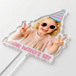 Personalized Birthday Hat Photo Acrylic Cake Topper with Name Birthday Party Gift for Friend Family
