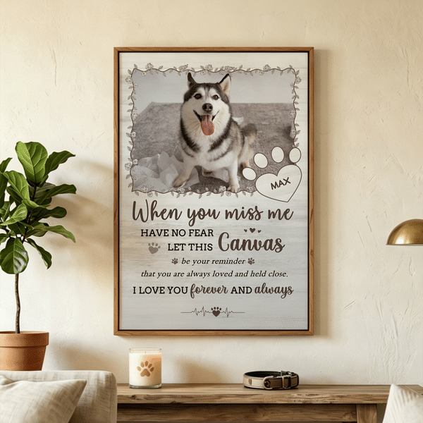 Personalised Warm Pet Photo Paw Print Framed Canvas Print with Name Home Decor Ship from USA Memorial Sympathy Gift for Pet Owners Lovers