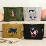 Personalised Constellation Large Capacity Corduroy Tote Bag with Name Daily Use Birthday Gift for Women Besties