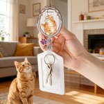 Personalized Hand-Painted Pet Photo Retractable ID Card Badge Reel with Name and Glitter Paw Charm Birthday Gift for Pet Lover Teacher Nurse