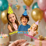 Personalized Birthday Hat Photo Acrylic Cake Topper with Name Birthday Party Gift for Friend Family