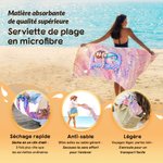Serviette de plage personnalisée avec nom et initiale de sirène pour la fête de la plage Cadeau d'anniversaire pour les filles