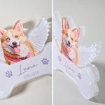 Personalisierte Haustier Gedenktafel mit Foto | mit Namen und Datum | Acryl Gedenkstein mit Engelsflügel | Erinnerung Geschenk für Herrchen Frauchen