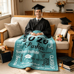 Gepersonaliseerd afstudeercapje Jaar Zachte Deken met Naam en Schoolnaam Home Decor Afstudeercadeau voor Afgestudeerden