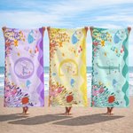 Personalisierte Multicolor Ocean Tiere weiche schnell trocknende Strandtuch mit Namen Travel Essentials Sommer Strand Party Geburtstag Geschenk für Kinder Ocean Lover