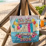 Personalisierte Mädchen Gone Bachelorette Sandbeach große Tragetasche mit Namen und Jahr Bachelorette Party Geschenk für Frauen Brautjungfern