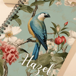 Personalised Chinoiserie Traditional Flower Bird Spiral A5 Notebook with Name and 120 Lined Pages Birthday Anniversary Gift for Women