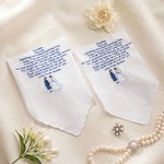 Personalisierte etwas blau Stickerei Heartfelt Nachricht 100% Baumwolle Taschentuch mit Namen Hochzeit Geschenk für Vater Mutter Oma