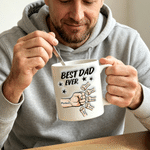 Personalized Best Dad Ever Fist Bump Star 11 oz 15 oz Ceramic Mug with Name Daily Use Father's Day Gift for Father Family