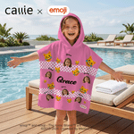Personalized Playful emoji Scene Face Photo Quick Dry Hooded Beach Towel with Name Beach Party Birthday Gift for Kids | Callie × emoji ™