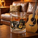Personalized Guitar Studio Theme 10 oz Old Fashioned Whiskey Glass with Name Birthday Gift for Guitar Music Lover