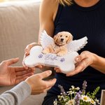 Personalisierte Haustier Gedenktafel mit Foto | mit Namen und Datum | Acryl Gedenkstein mit Engelsflügel | Erinnerung Geschenk für Herrchen Frauchen