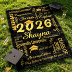 Gepersonaliseerd afstudeercapje Jaar Zachte Deken met Naam en Schoolnaam Home Decor Afstudeercadeau voor Afgestudeerden