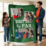 Personalised BEST DAD BY PAR Golf Ball Photo Soft Warm Throw Blanket Bedroom Daily Use Father's Day Gift for Father