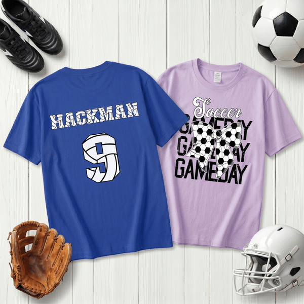 Personalised Bow Multicolor T-shirt Sweatshirt with Name and Number Daily Wear Birthday Gift for Sports Lovers Women