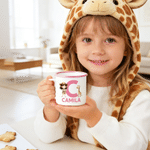 Tazza smaltata personalizzata Cartoon Safari Kid Character Animal Initial da 12 oz con nome Regalo di compleanno per ragazzi e ragazze per uso quotidiano