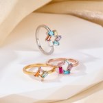 Personalizado 1-6 Baguette Familia Birthstones Reunión Círculo Anillo Día de la Madre Aniversario Regalo para Mamá Abuela