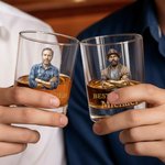 Personalised Old-Fashioned Dad Photo 10 oz Rock Whiskey Glass with Name and Text Father's Day Birthday Gift for Dad Grandad