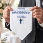 Personalisierte etwas blau Stickerei Heartfelt Nachricht 100% Baumwolle Taschentuch mit Namen Hochzeit Geschenk für Vater Mutter Oma