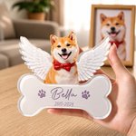 Personalisierte Haustier Gedenktafel mit Foto | mit Namen und Datum | Acryl Gedenkstein mit Engelsflügel | Erinnerung Geschenk für Herrchen Frauchen