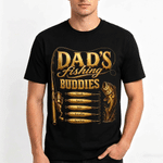 Personalised Fishing Theme 100% Cotton T-shirt with 1-12 Names and Title Father's Day Gift for Father Fishing Enthusiast