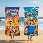 Henkilökohtainen Pop Art Graffiti pehmeä ylimitoitettu nopea kuivausrannekepyyhe nimellä ja valokuvalla Kesäloma Syntymäpäivä Rantajuhla Lahja nuorille miehille naisille naisille