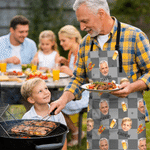 Personalised Funny Face Barbecue Apron with Name and Pocket Birthday Baking Gift for Cooking Lover Barbecue Fan