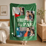 Personalised BEST DAD BY PAR Golf Ball Photo Soft Warm Throw Blanket Bedroom Daily Use Father's Day Gift for Father