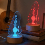 Guitare personnalisée porte médiator à LED multicolore veilleuse avec nom Anniversaire Studio de musique Cadeau pour joueur de guitare