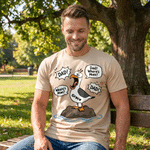 Personalised Funny Cartoon Seagulls Soft T-shirt with Name Father's Day Birthday Gift for Dad Husband
