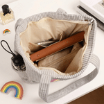 Personalized Watercolor Rainbow Corduroy Large Capacity Tote Bag with Name Birthday Gift for Women Teachers