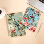 Personalised Chinoiserie Traditional Flower Bird Spiral A5 Notebook with Name and 120 Lined Pages Birthday Anniversary Gift for Women