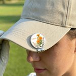 Personlig fødselsblomst golfklubb golfballmarkør med magnetisk hatteklips og navn Bursdagsdag Spilldag Golfbane Gave til golfelskere