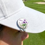 Personlig fødselsblomst golfklubb golfballmarkør med magnetisk hatteklips og navn Bursdagsdag Spilldag Golfbane Gave til golfelskere