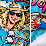 Henkilökohtainen Pop Art Graffiti pehmeä ylimitoitettu nopea kuivausrannekepyyhe nimellä ja valokuvalla Kesäloma Syntymäpäivä Rantajuhla Lahja nuorille miehille naisille naisille