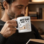 Personalized Best Dad Ever Fist Bump Star 11 oz 15 oz Ceramic Mug with Name Daily Use Father's Day Gift for Father Family