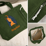 Personalised Constellation Large Capacity Corduroy Tote Bag with Name Daily Use Birthday Gift for Women Besties