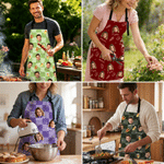 Personalised Funny Face Barbecue Apron with Name and Pocket Birthday Baking Gift for Cooking Lover Barbecue Fan