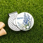 Personlig fødselsblomst golfklubb golfballmarkør med magnetisk hatteklips og navn Bursdagsdag Spilldag Golfbane Gave til golfelskere