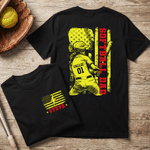 Personalised 1-4 Kids Softball Dad Stars Stripes 100% Cotton T-shirt with Names and Number Father's Day Gift for Dad Softball Player