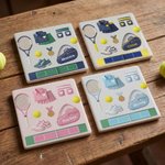 Henkilökohtainen tennismaila urheiluvälineet 11 oz 15 oz keraaminen muki, jossa on nimi ja aluslevy Päivittäinen käyttö Tennis Game Day lahja tenniksen pelaajille ystäville