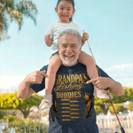 Personalised Fishing Theme 100% Cotton T-shirt with 1-12 Names and Title Father's Day Gift for Father Fishing Enthusiast
