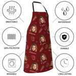 Personalised Funny Face Barbecue Apron with Name and Pocket Birthday Baking Gift for Cooking Lover Barbecue Fan