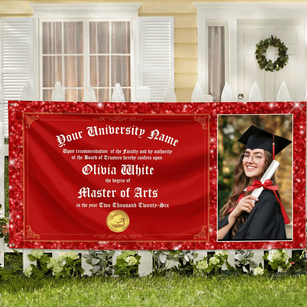 Personalized Congratulations Photo Banner with Name and Year Class of 2026 Graduation Backdrop Party Decor Gift for Graduates